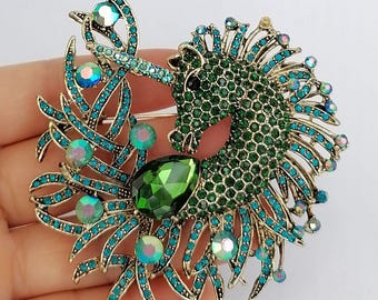 Rhinestone Crystal Animal Unicorn Horse Brooch Pin Costume Jewelry