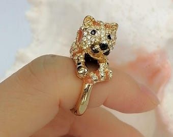 Rhinestone Crystal Animal Ring Chunky Statement Jewelry