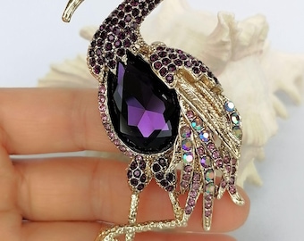 Strass Kristall Tier Flamingo Brosche Pin Kostüm Schmuck