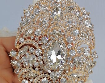Strass Kristall Große herzförmige Teardrop Brosche Pin Abschlussball Hochzeit Kostüm Schmuck