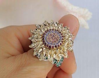 Strass Kristall Sonnenblume Statement Ring Statement Schmuck