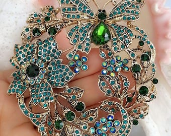 Rhinestone Crystal Butterfly Flower Brooch Pin Costume Jewelry