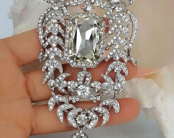 Strass Kristall elegante Teardrop Blumen Brosche Pin Abschlussball Hochzeit Kostüm Schmuck