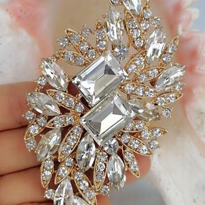 Strass Kristall Blatt Blumen Brosche Pin Prom Hochzeit Kostüm Schmuck Bild 2
