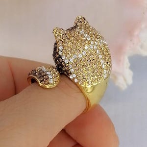 Anello avvolgente con volpe e strass, anello di tendenza immagine 10
