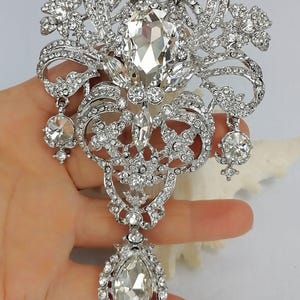 Rhinestone Crystal Elegant Large Teardrop Brooch Pin Prom Wedding Costume Jewelry