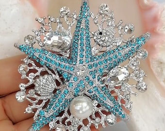 Strass Kristall Einzigartige Tier Seestern Brosche Pin Prom Hochzeit Kostüm Schmuck