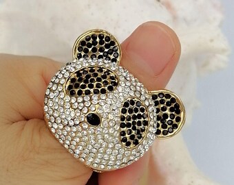 Strass-Kristall-Koala-Ring, Tier-Statement-Ring, Bärenschmuck