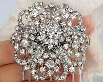 Silver Crystal Hair Comb Rhinestone Wedding Hair Accessory for Brides