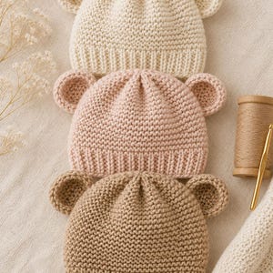 Baby Bear Ear Hat Knitting Pattern PDF, Premature Newborn Beanie Tutorial,  Nursery Gift