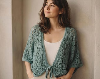 Tie Front Cardigan Crochet Pattern PDF, Crochet Top Pattern, Front Tie Top, Beginner Friendly, XS-5XL