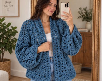 Crochet Cardigan Pattern, Cozy Cardigan Pattern, Oversized Crochet Sweater, Sweater Pattern, Digital Download