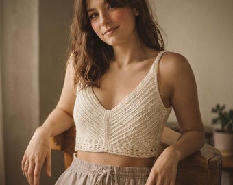 Linea Bralette Pattern PDF, Crochet Halter Top Pattern, Crochet Crop Top, Tank Top Pattern, Digital Download