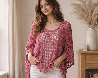 Beginner Poncho Crochet Pattern PDF, Boho Poncho Pattern, Asymmetrical Poncho Crochet Pattern, Digital Download