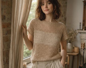 Crochet Mesh Top Pattern PDF, Mesh Sweater Pattern, Beach Cover Up, Beginner Friendly, XS-5XL