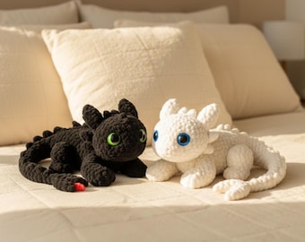 Tandlös Amigurumi Virkmönster | Night Fury Dragon (PDF-fil)