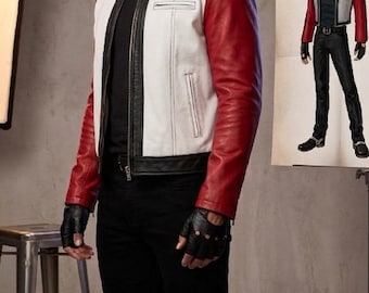 Rock Howard Garou Jacket | Mark of the Wolves Inspired Red White Leather Cosplay Bomber