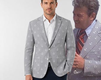 Jaws Mayor Anchor Blazer: Grey Nautical Cosplay Jacket for Men Women