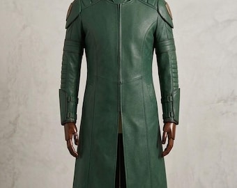 Jensen Ackles Vought Rising Green Leather Trench Coat | Soldier Boy Cosplay Costume