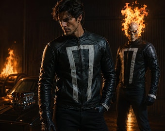 Ghost Rider Inspired Leather Jacket – Inferno Rider Biker Costume for Men