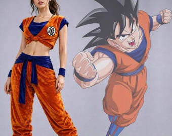 Goku Velvet Cosplay Jacket: Dragon Ball Inspired Orange Blue Anime Streetwear Outfit