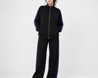 Yami Kawaii Anime Goth Tracksuit | Harajuku Streetwear Oversized Jacket & Pants Set