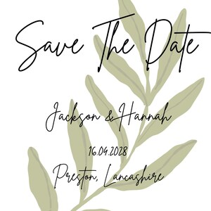 Descarga digital de invitación botánica para guardar la fecha