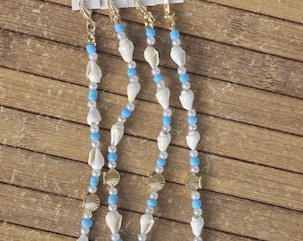 Ocean Shell Beaded Keychain Wristlet