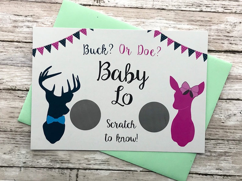 Big Dot Of Happiness Gender Reveal Scratch-Off Cards - Girl Buck Or Doe Hunting Theme, 22 Count
