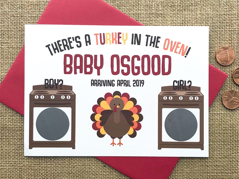 Turkey in the Oven Gender Reveal ScratchOff Cards Etsy