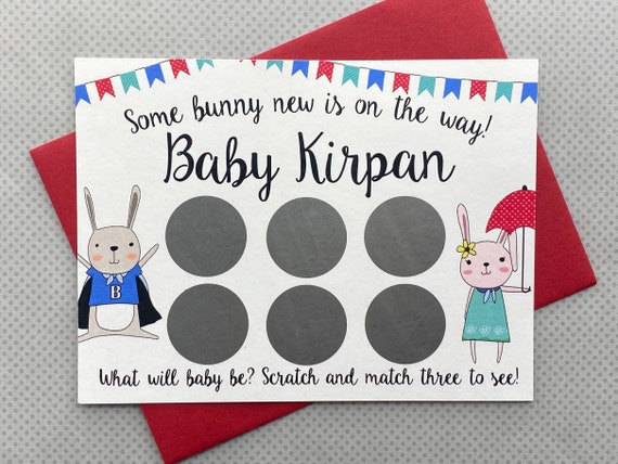 Gender Reveal Scratch Off Game Cards Bunny Gender Reveal Etsy