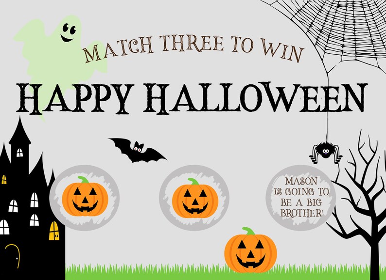 Halloween announcement Halloween Pregnancy Announcement Scratch-Off Cards Halloween pregnancy announcement ideas haunted house card