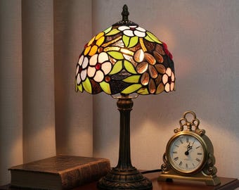 Lámpara Tiffany Floral / Lámpara de mesa de vidrieras / Decoración vintage para escritorio