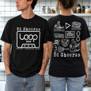 エド・シーラン ループツアー2026 シャツ、北米コンサートグラフィックTシャツ、ギター音楽ファンへのギフト、ライブショー衣装、フロントバックユニセックスTシャツ