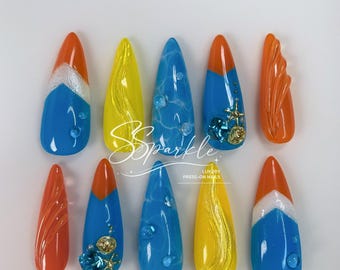 Splash Wavechaser | Mualani Genshin Impact Inspired Press-on Nail