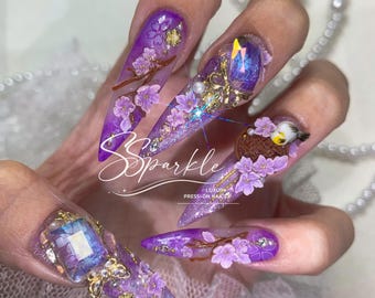 Reign of Serenity | Raiden Shogun Genshin Impact Inspired Press-on Nails