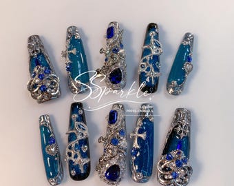 Azure Abyss Press-on Nails