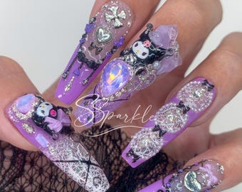 Midnight Mischief | Kuromi Inspired Press-on Nails