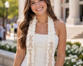 Custom Satin Ribbon Graduation Stole, Fabric Lei Grad Sash, Senior Photo Prop, Unique Graduation Gift
