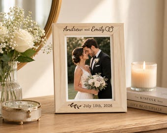 Marco de fotos personalizado para bodas y aniversarios, grabado a medida - Regalo personalizado para recién casados