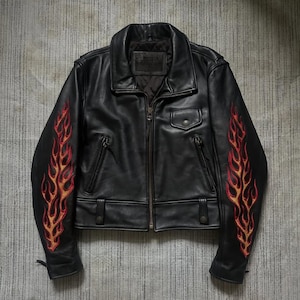 Harley Davidson Leather Flames Jacket - Etsy