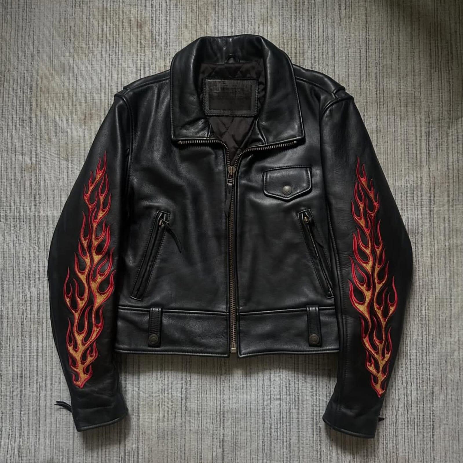 Harley Davidson Leather Flames Jacket - Etsy