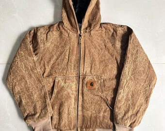 Vintage Carhartt Workwear Acid Wash herwerkte actieve canvas jas