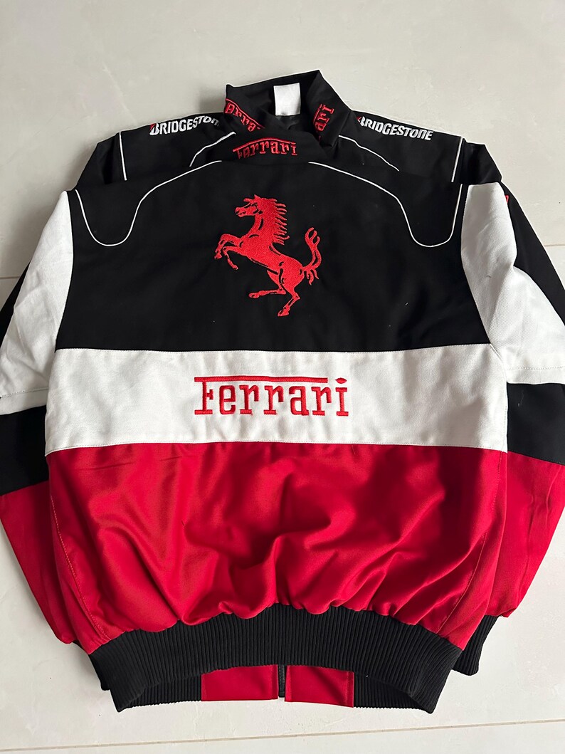 Ferrari Racing Jacket: Embroidered Motorsport Bomber Streetwear Canvas ...