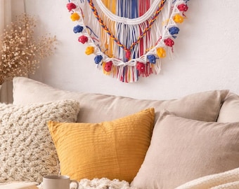 Handmade Multicolor Macramé Wall Hanging | Boho Home Decor | Colorful Art