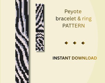 Zebra Print Beading Pattern Bundle: Bracelet, Ring Tutorial (Digital Download)