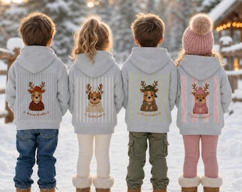Kinder Weihnachten Rentier Hoodie | Gemütliches Back Print Winter Sweatshirt