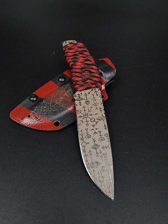 Hand-forged skeleton EDC blade with actual Norse rune engravings and paracord wrap — this is the kind of one-of-a-kind piece a knife collector obsesses over.
