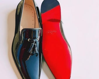 Christian Louboutin Men's Dandelion Black Patent Leather Loafers