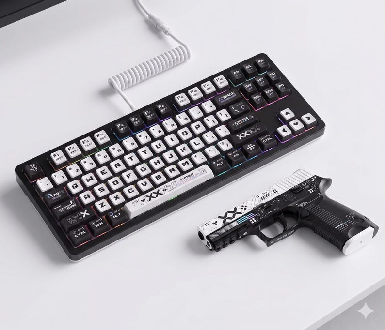 Multicam Keycaps CS GO Tactical Keycaps | Black White PBT Gaming Set, Transparent Side ...